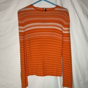 J. Crew long sleeve knit top, back zipper, sizeM, horizontal stripes